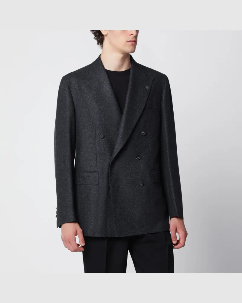 Tagliatore Anthrazitgraue Zweireiherjacke aus Wolle und Kaschmir Grey