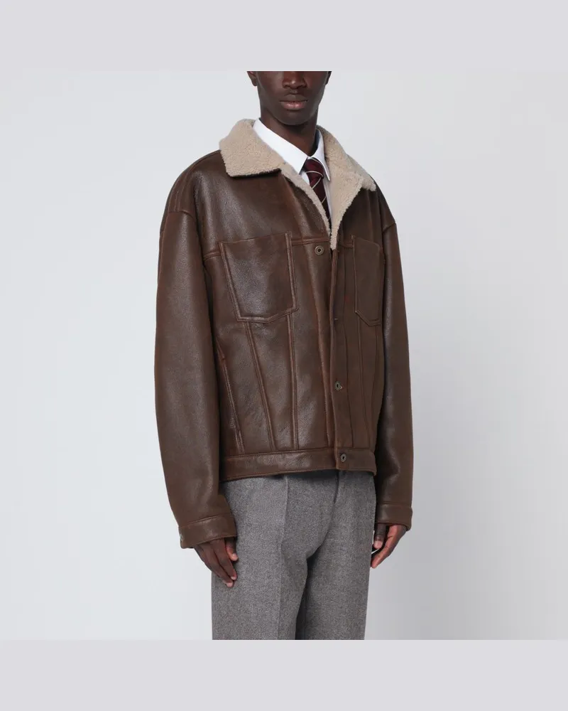 Salvatore Santoro Verbrannt braune Lederjacke Braun