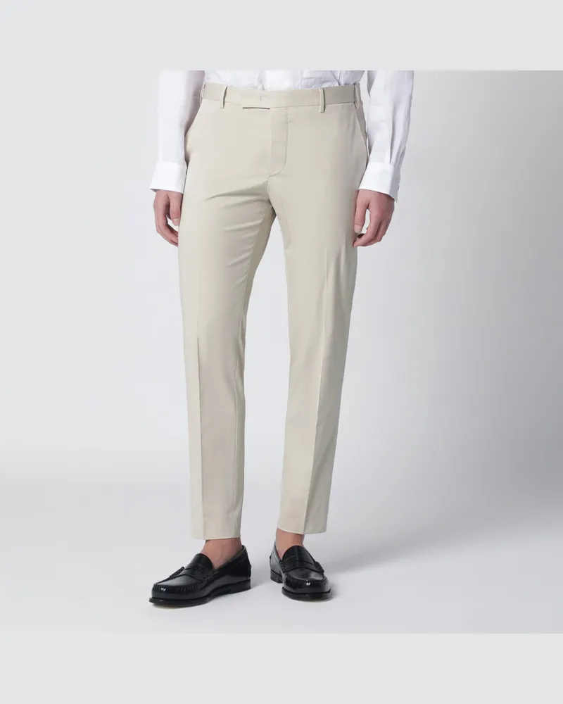 PT TORINO Beige Slim-Fit-Hose aus Baumwollmischung 