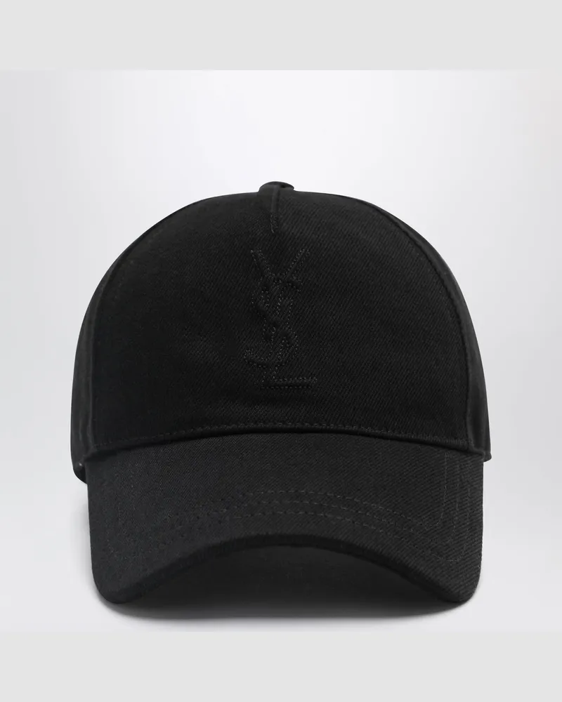Saint Laurent Cassandre schwarze Baumwoll-Baseballkappe Black