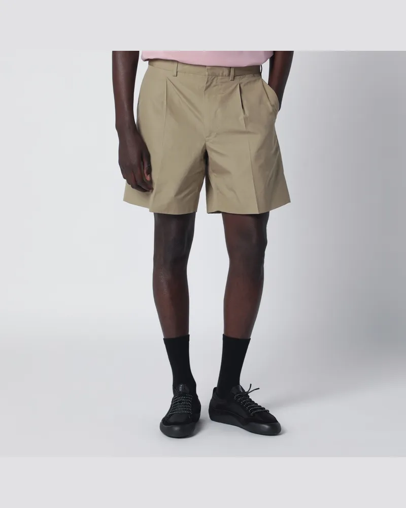 Prada Bermudashorts aus Baumwolle in Kittfarbe Beige