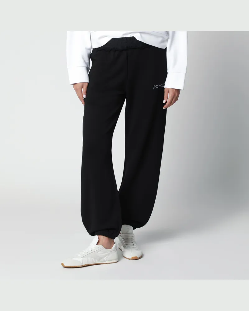 Moncler Schwarze Jogginghose aus Baumwolle mit Logo Black