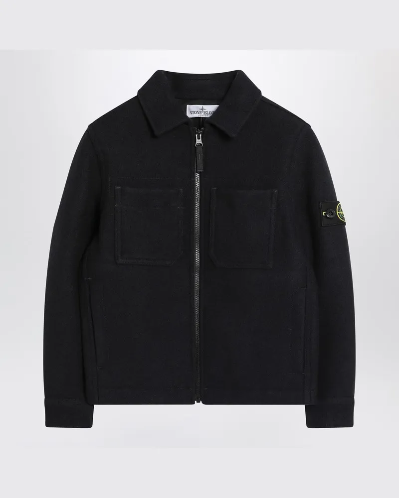 Stone Island Marineblaue Jacke aus Wollmischung Blau