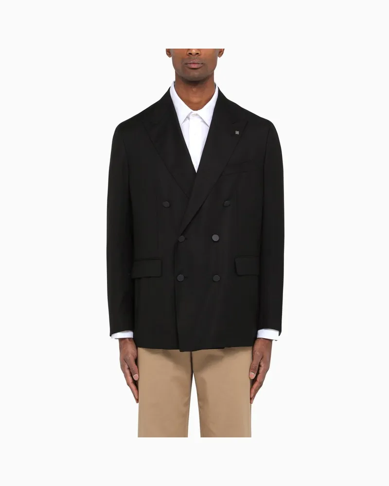 Tagliatore Schwarze zweireihige Jacke New York aus Wolle Schwarz