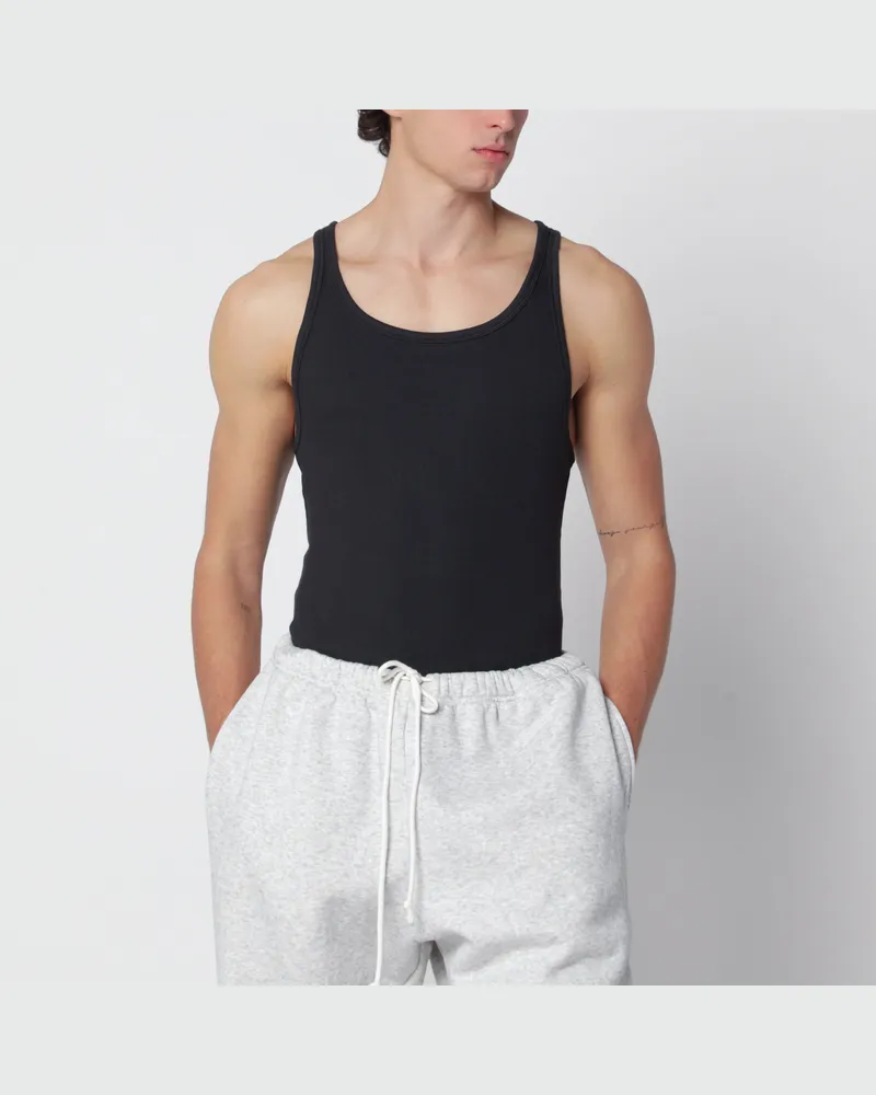 SKIMS 3er-Set schwarze Tanktops aus gerippter Stretch-Baumwolle Black