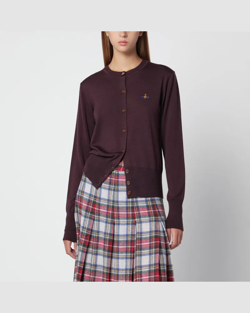 Vivienne Westwood Dunkelbrauner Cardigan mit Orb Logo Brown