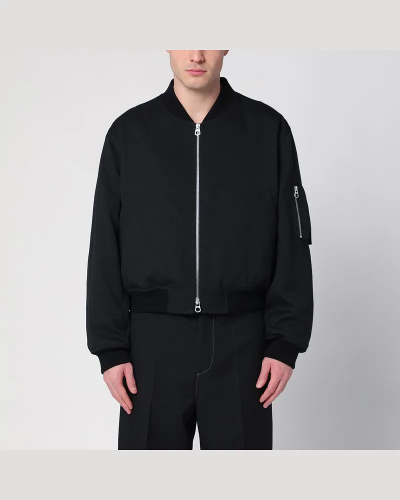 Jil Sander Schwarze Bomberjacke mit Reißverschluss Schwarz