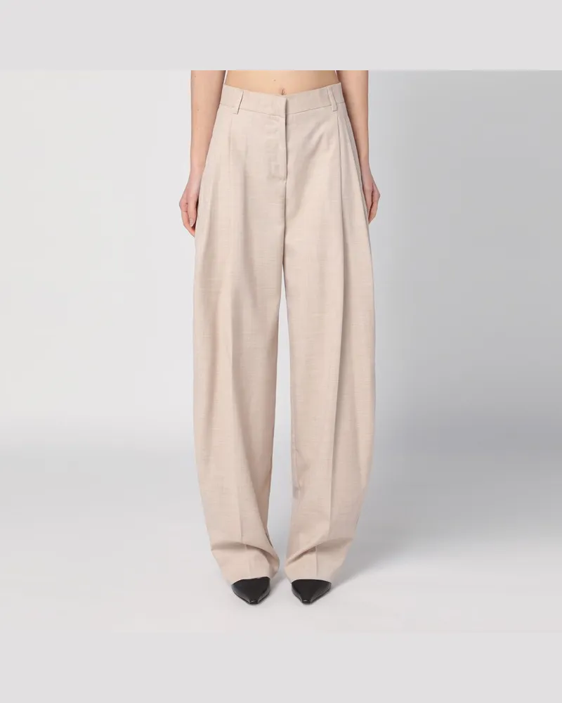 ANDAMANE Weit geschnittene Sandfarbe Hose Beige
