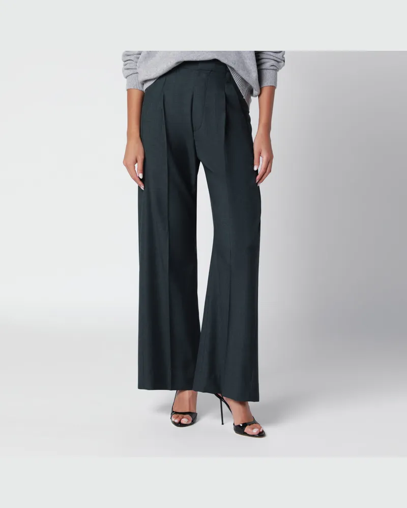 Victoria Beckham Ethel-Hose aus sumpfgrüner Schurwolle Green