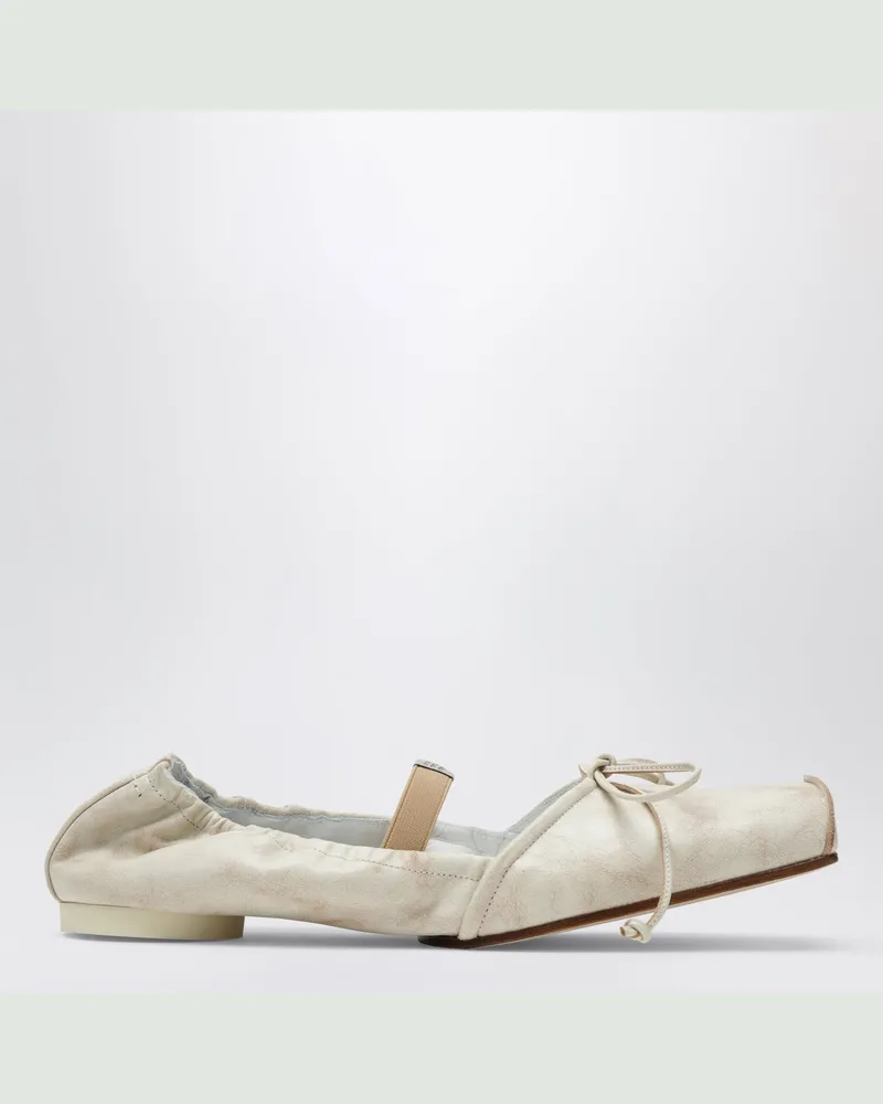 Maison Margiela Ballerinas mit eckiger Spitze aus hellbeigem Kalbsleder Beige