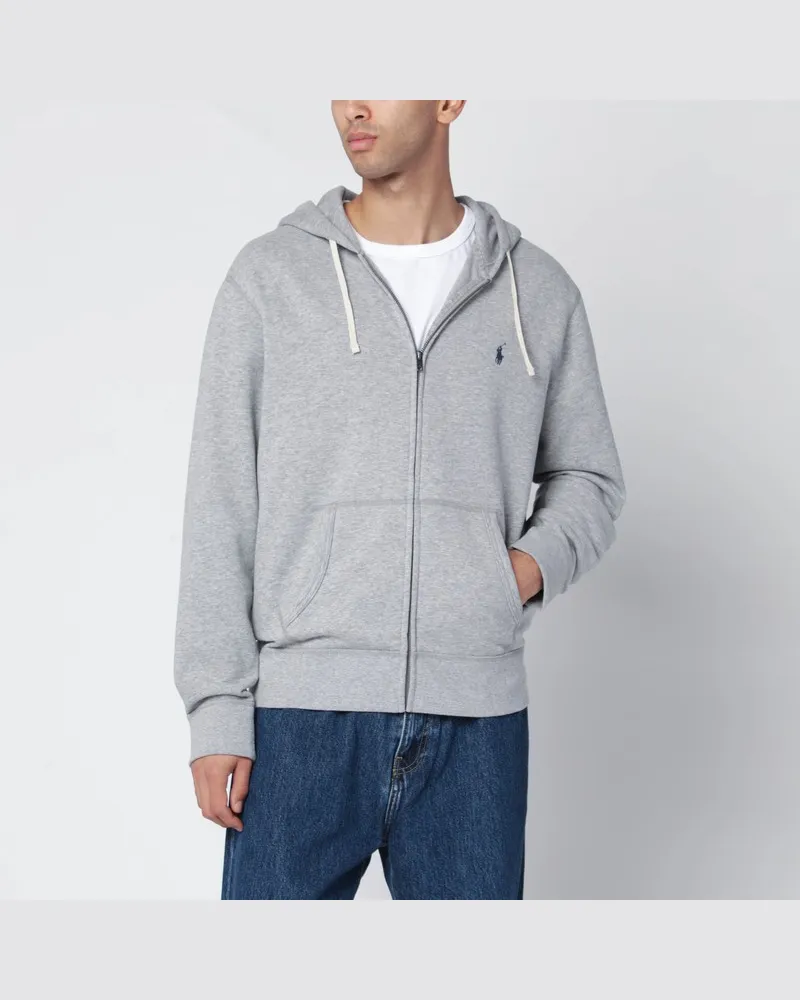 Ralph Lauren Graues Sweatshirt aus Baumwollfleece mit Reißverschluss Grau