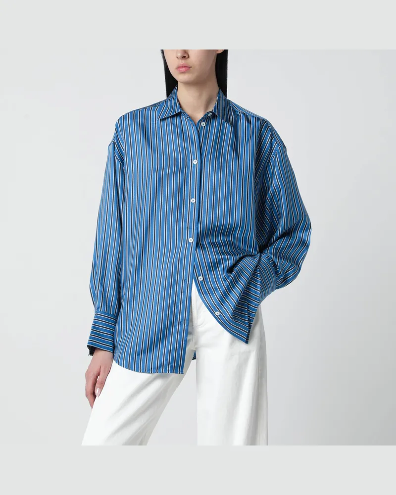 Totême Hellblau gestreiftes Seidenhemd Blue