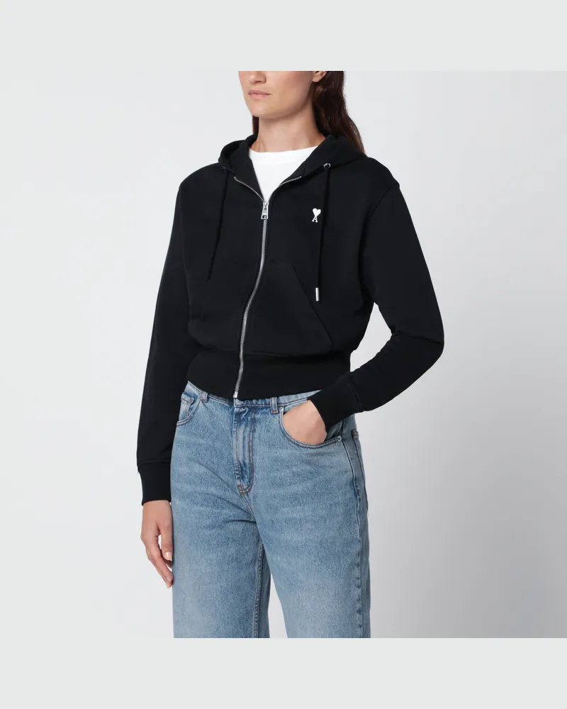 AMI Paris Schwarzes Ami De Coeur Sweatshirt mit Reißverschluss Black