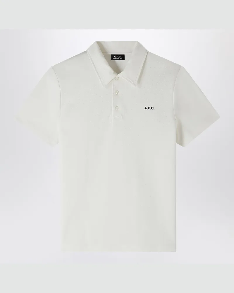 A.P.C. Weißes kurzärmeliges Poloshirt mit Logostickerei White