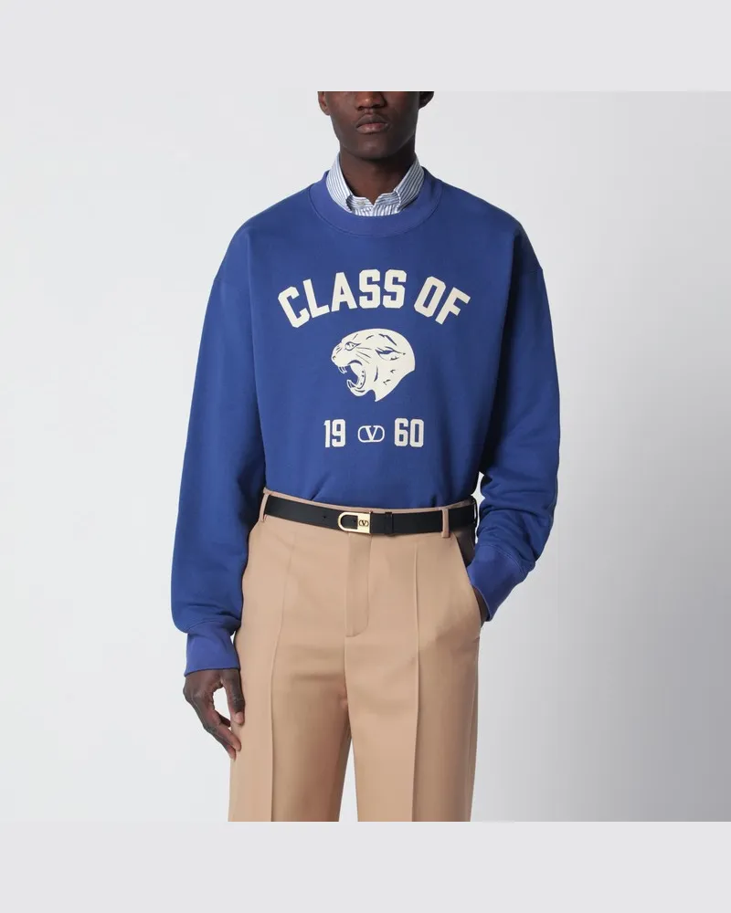 Valentino Garavani Blaues Sweatshirt mit Panther-Print Blau