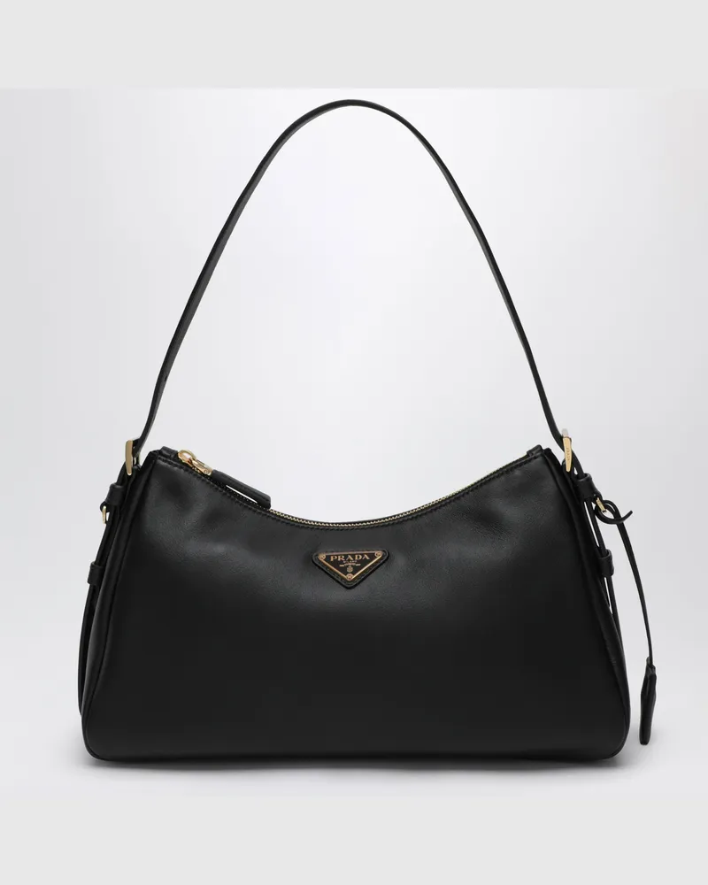 Prada Mittelgroße schwarze  Aimée Tasche aus Leder Black