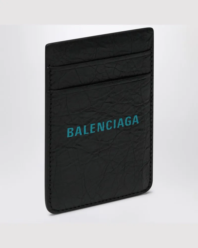 Balenciaga Schwarzer vertikaler Kartenhalter mit Logodruck 
