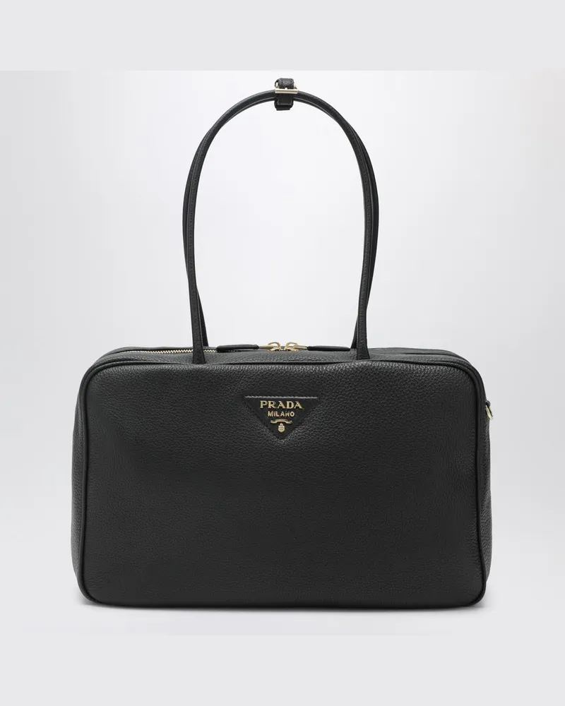 Prada Große Duffle-Bag aus schwarzem Leder Schwarz