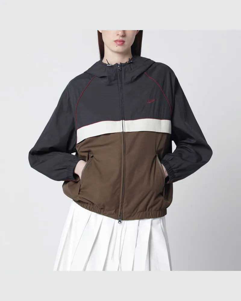 Dunst Grau/beige/braune Windjacke mit Reißverschluss Multicolor