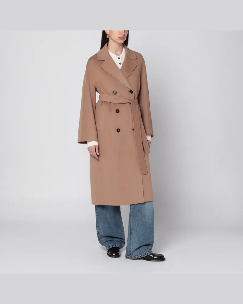Max Mara Beiger doppelreihiger Wollmantel Beige
