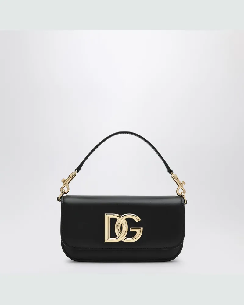 Dolce & Gabbana 3.5 Schultertasche aus schwarzem Leder Black