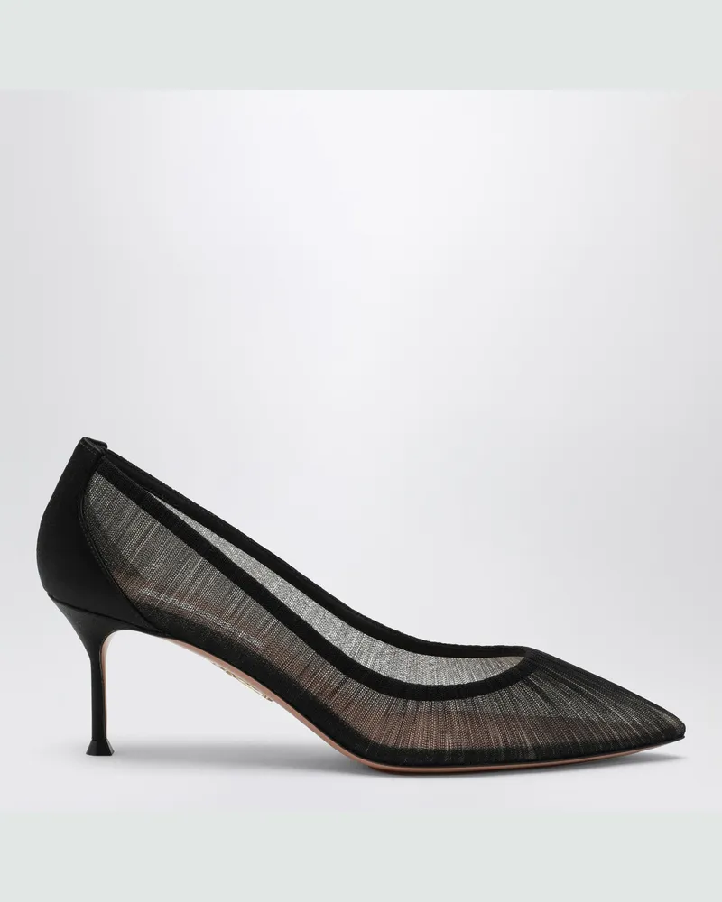 Aquazzura Voile Pumps in Schwarz aus Satin und Mesh Black