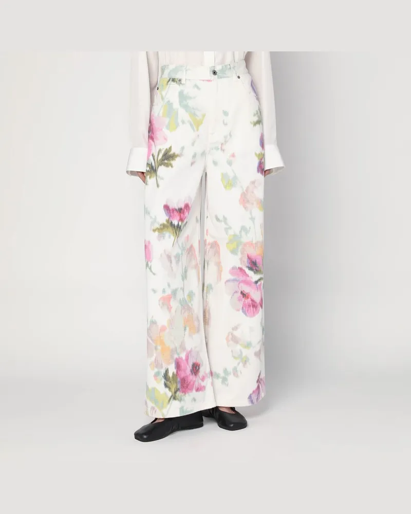 Loewe Weiße Jeans mit floraler Digitaldruck Weiß
