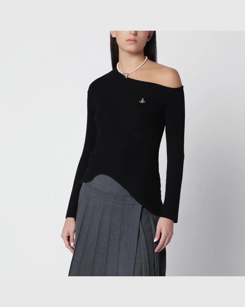 Vivienne Westwood Schwarzes Orgy T-Shirt mit freien Schultern Black