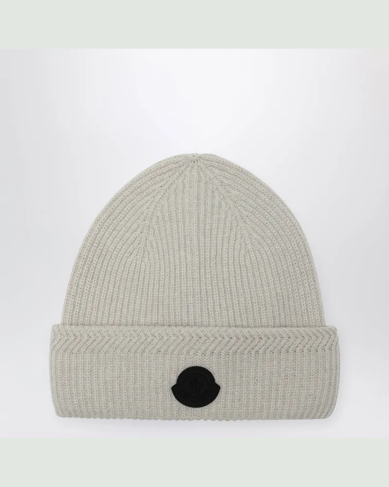 Moncler Weiße Beanie aus Wolle und Kaschmir White