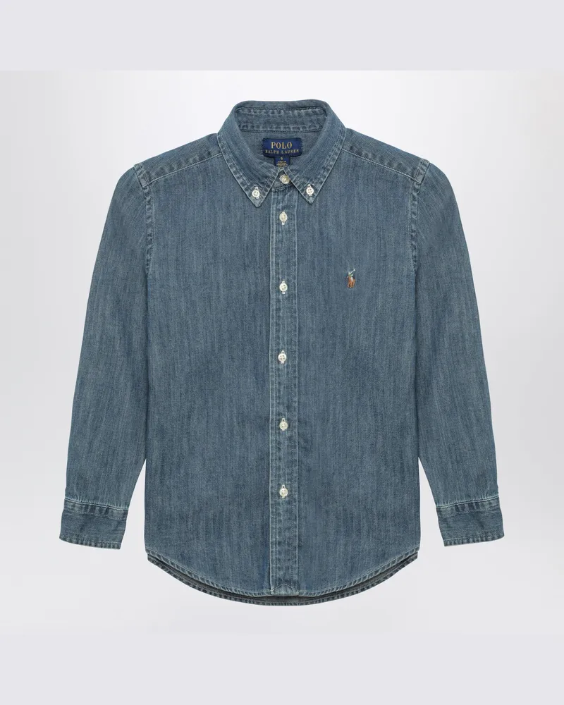 Ralph Lauren Blaues Button-Down-Jeanshemd aus Denim Blue
