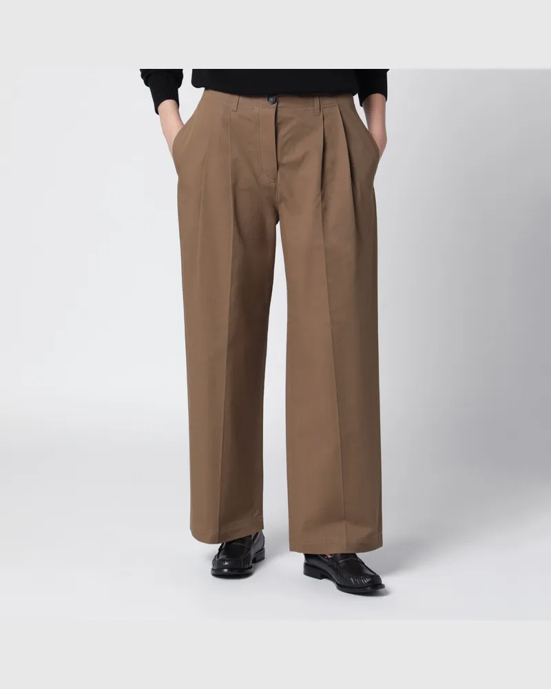 Totême Haselnussfarbene Baumwollhose 