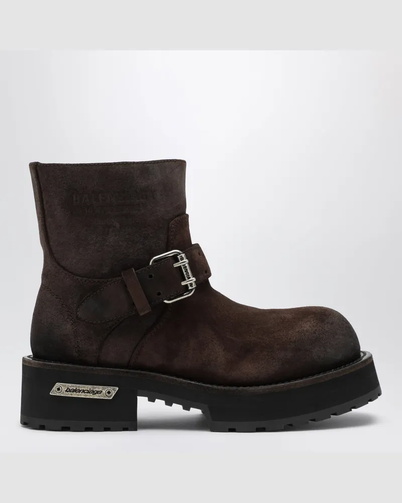 Balenciaga Venom Mini Brown Waxed Suede Calfskin Boots Brown