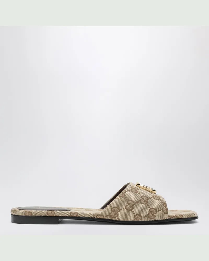 Gucci Double G Slides aus GG-Canvas in Beige Sand Beige
