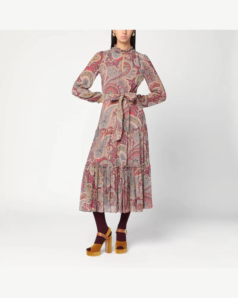 Etro Langes Kleid mit Paisley-Druck Multicolor