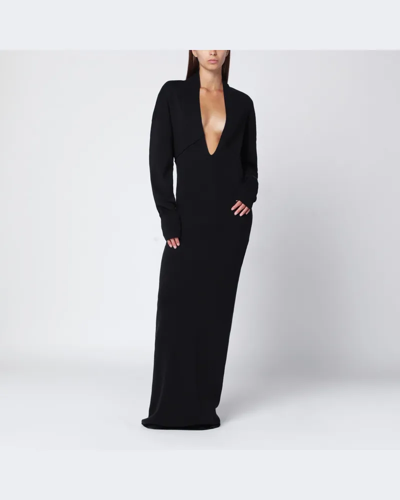 Entire Studios Schwarzes langes Kleid mit weitem Ausschnitt Black