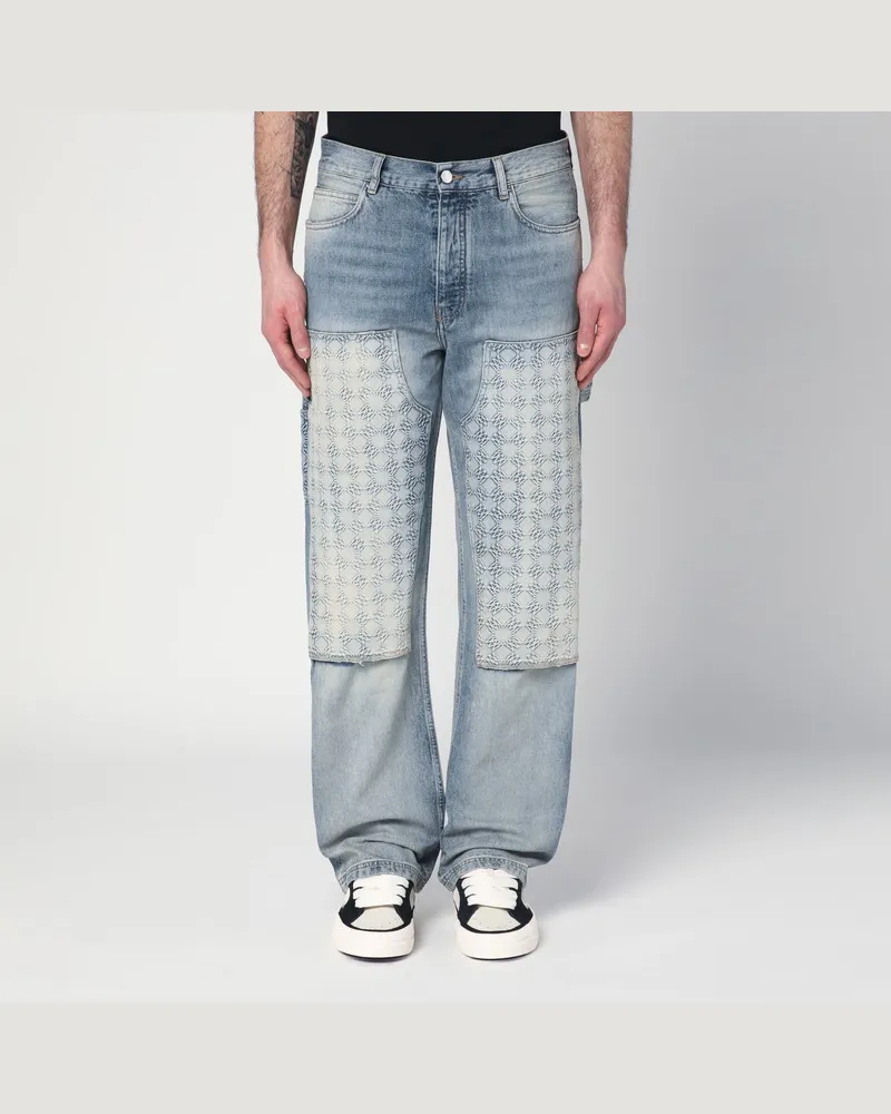 Amiri Ausgewaschene Jeans mit dekoriertem Einsatz Hellblau