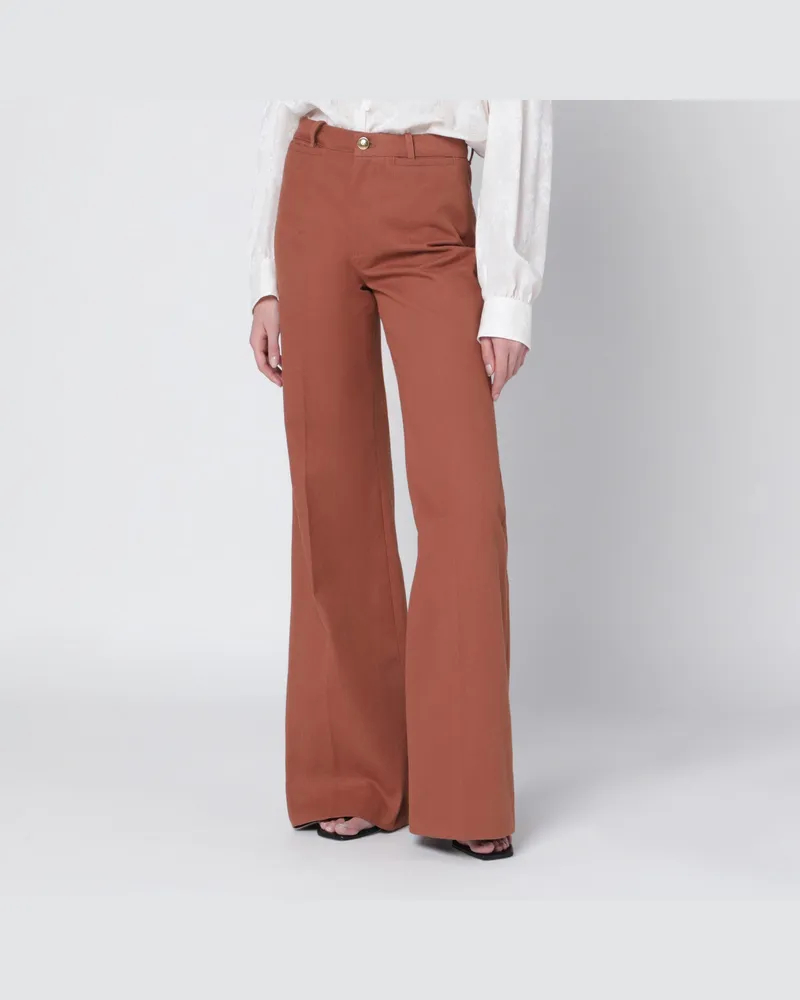 Chloé Ausgestellte Baumwollhose in Nugatfarbe Beige