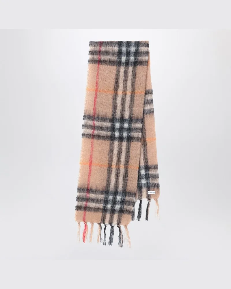 Burberry Woll- und Mohair-Check-Schal Sand Beige
