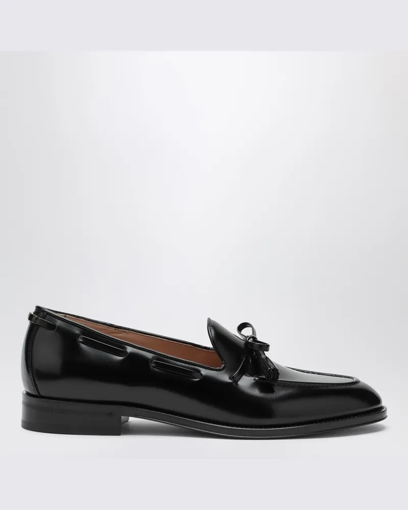 Valentino Garavani Bowshire Mokassins in schwarzem Lackkalbsleder Schwarz