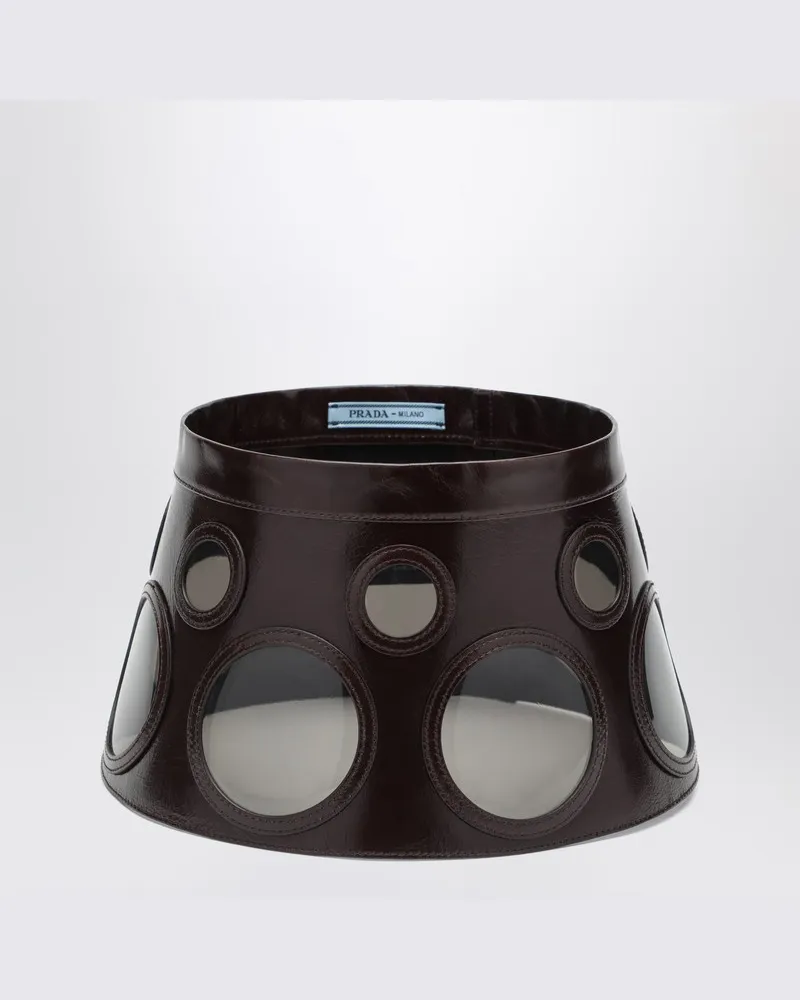Prada Visier braun aus Leder und Plexiglas Braun