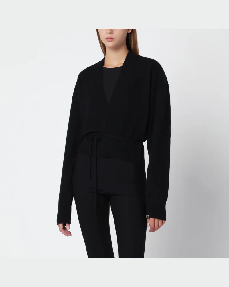 extreme cashmere Schwarzer Wickel-Cardigan aus Kaschmir Black