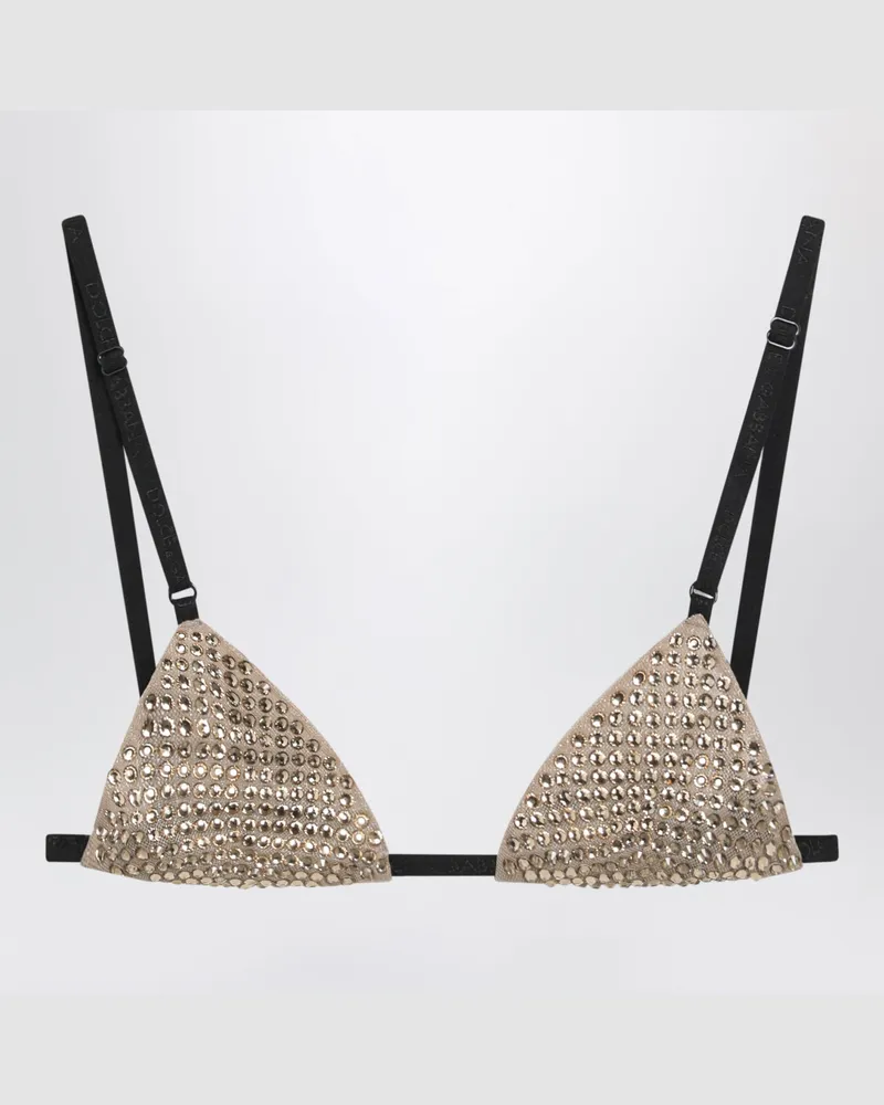 Dolce & Gabbana BH mit Strassverzierungen aus Nylon in Cappuccino Beige