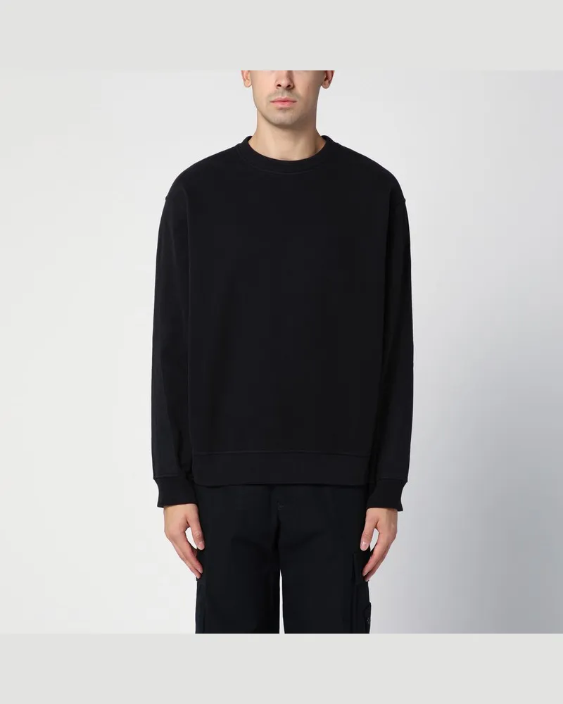 Stone Island Schwarzes Sweatshirt mit Rundhalsausschnitt aus Baumwolle Schwarz