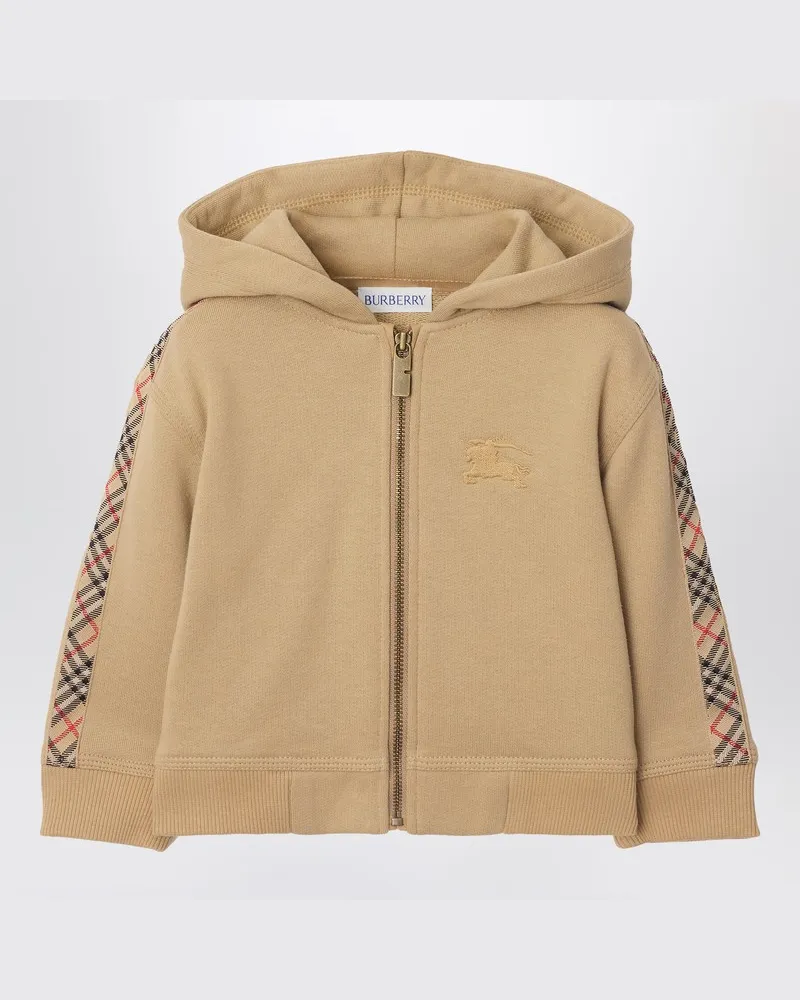 Burberry Beigefarbenes Baumwoll-Frottee-Sweatshirt mit Reißverschluss Beige