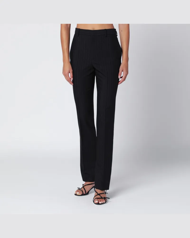 Gucci Schwarze Wollhose mit Nadelstreifen Black