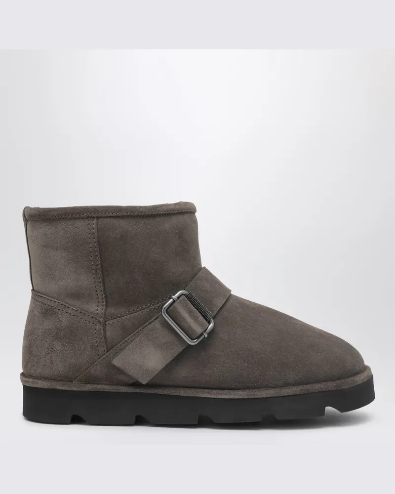 Brunello Cucinelli Stiefel aus taubengrauem Wildleder Grau