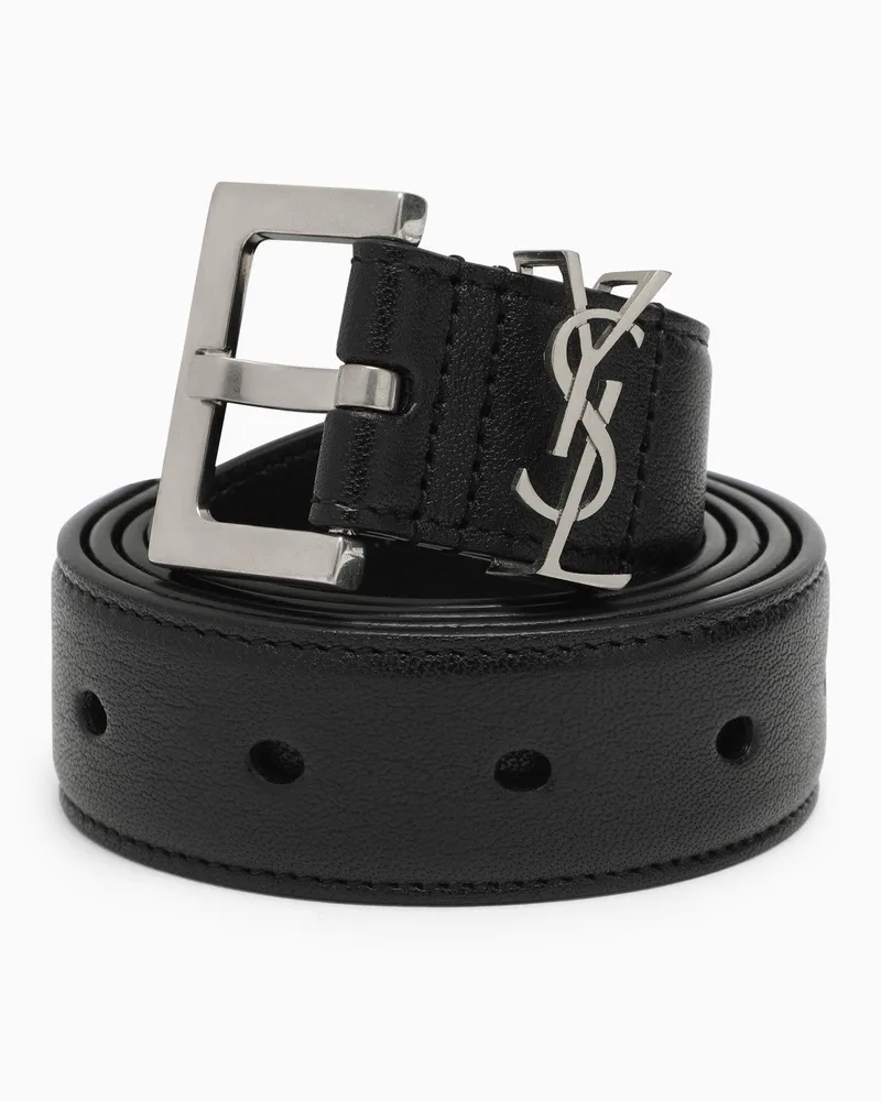 Saint Laurent Schwarzer Ledergürtel Cassandre Black