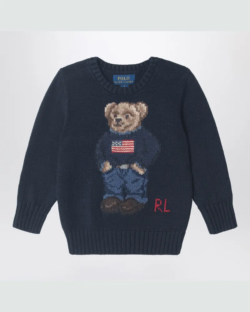 Ralph Lauren Marineblauer Polo Bear Baumwollpullover Blue