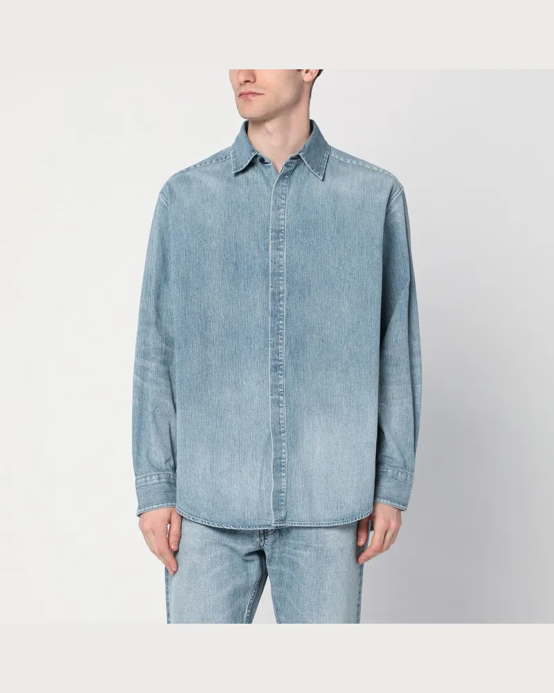Fear of God Hellblaues Hemd mit verwaschenem Denim-Effekt Hellblau