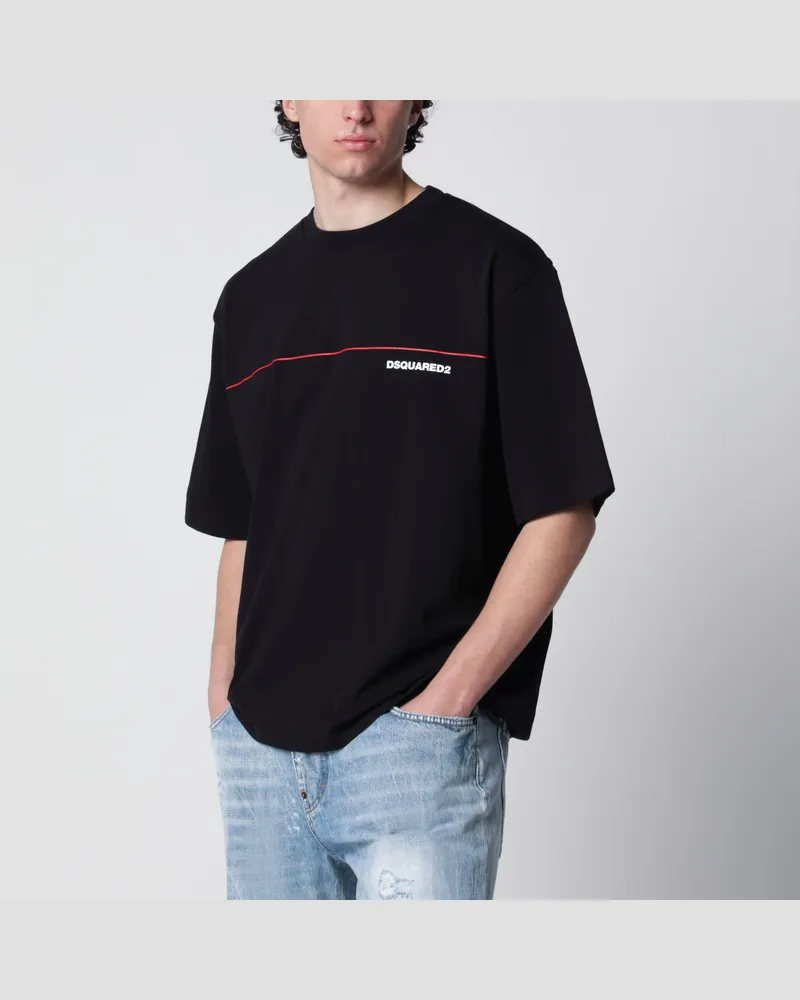 Dsquared2 Loose-Fit-T-Shirt aus Baumwolljersey in Schwarz Black
